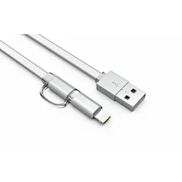 USB Кабель LDNio 2-in-1 USB Lightning/micro USB Cable White (LC84) - мініатюра 7