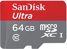 Карта пам'яті SanDisk microSDXC 64GB Ultra Class 10 UHS-I + SD-адаптер (SDSQUNC-064G-GN6MA) - мініатюра 2