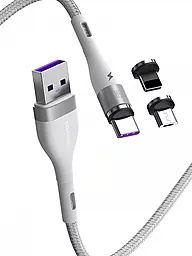 Кабель USB Baseus Zinc Magnetic 5A 3-in-1 USB to Type-C/Lightning/micro USB cable white (CA1T3-B02) - миниатюра 4