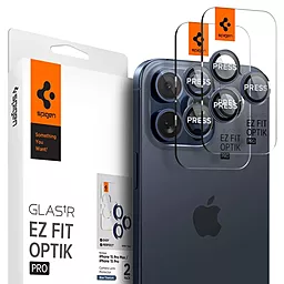 Защитное стекло Spigen EZ Fit Optik Pro на камеру для Apple iPhone 15 Pro, iPhone 15 Pro Max (2 шт.) Blue Titanium (AGL07164)