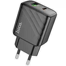 Сетевое зарядное устройство Hoco CS23A 30w PD/QC USB-С/USB-A ports home charger black