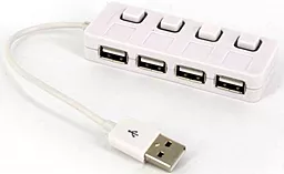 USB хаб Lapara LA-SLED4 USB - 4xUSB 2.0 с выключателями ON/OFF Белый - миниатюра 3