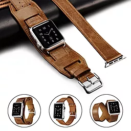 Сменный ремешок для умных часов Apple Watch iCarer Classic Genuine Leather Quadri Watch band 42mm Orange - миниатюра 2