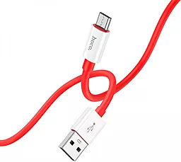 Кабель USB Hoco X87 Magic Silicone 2.4A micro USB Cable Red - миниатюра 2