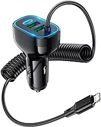 Автомобільний зарядний пристрій Hoco NZ11A 30w PD/QC 2xUSB-A/USB-C ports + lightning cable car charger black