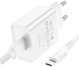 Сетевое зарядное устройство Borofone BA74A 2.1A Aspirer USB-А + microUSB Cable White (BA74AMW) - миниатюра 5