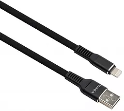 Кабель USB Vinga Flat Nylon Lightning Cable Black (VCPDCLFNB1BK) - миниатюра 3