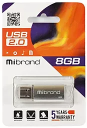 Флешка Mibrand Cougar 8GB USB 2.0 (MI2.0/CU8P1S) Silver - миниатюра 2