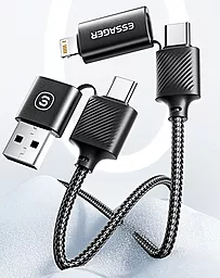 Кабель USB PD Essager 65W 3A 4-in-1 USB-C+A to USB Type-C/Lightning cable black - миниатюра 5