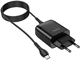Сетевое зарядное устройство с быстрой зарядкой Hoco C72Q Glorious 18w USB-A + micro USB сable black - миниатюра 3