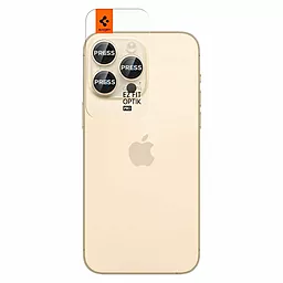 Защитное стекло Spigen EZ Fit Optik Pro на камеру для Apple iPhone 15 Pro, iPhone 15 Pro Max (2 шт.) Gold (AGL05598) - миниатюра 6
