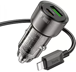 Автомобильное зарядное устройство Hoco Z52 Spacious 38w PD/QC3.0 USB-C/USB-A ports + USB-C/Lightning cable car charger black - миниатюра 2