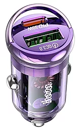 Автомобильное зарядное устройство Hoco Z53A Vision 30w PD/QC USB-C/USB-A ports car charger purple - миниатюра 2