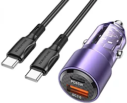 Автомобильное зарядное устройство Borofone BZ20A 83W PD65W/QC3.0 Smart USB-A-C port + USB-C-С cable Violet - миниатюра 2