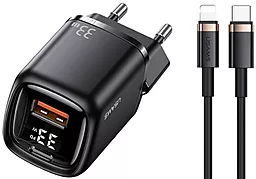 Сетевое зарядное устройство Usams T46 UD Series USB-A/USB-C PD&QC3.0 33W 3A with Lightning-Type-C cable Black