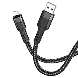 Кабель USB Hoco U110 2.4A 1.2M Lightning Cable Black - миниатюра 3