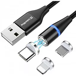 Кабель USB ColorWay Magnetic 12w 2.4a 3-in-1 USB to Type-C/Lightning/micro USB cable black (CW-CBUU038-BK) - миниатюра 3