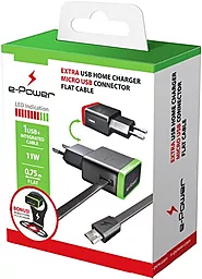 Мережевий зарядний пристрій  E-Power USB Home Charger (2.1A) Black (EP502HC) - мініатюра 2