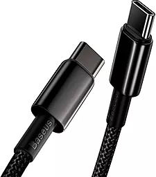 Кабель USB Baseus Tungsten Gold PD 100W Type-C - Type-C Cable Black (CATWJ-01) - миниатюра 2