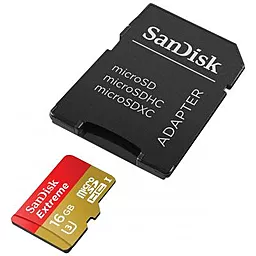 Карта пам'яті SanDisk microSDHC 16GB Class 10 UHS-I U3 + SD-адаптер (SDSQXNE-016G-GN6MA) - мініатюра 3