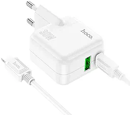 Сетевое зарядное устройство Hoco C111A 30W PD/QC3.0 Lucky dual-port charger set USB-A-C + USB-C-Lightning Cable White - миниатюра 4