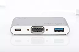 Мультипортовий USB-A хаб Digitus USB-C -> VGA/USB 3.0/Type-C Silver (DA-70839) - мініатюра 3