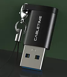 Адаптер-переходник CABLETIME M-F USB-A 3.0 - USB Type-C Black (CP73B) - миниатюра 2