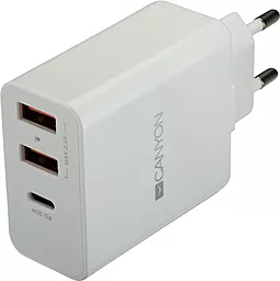 Мережевий зарядний пристрій Canyon 30w PD 2xUSB-A/USB-C ports charger white (CNE-CHA08W)