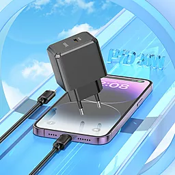 Сетевое зарядное устройство Hoco CS15A 30w PD USB-C home charger + USB-C to lightning cable black - миниатюра 13
