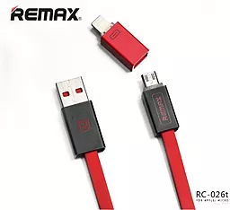 Кабель USB Remax Shadow Magnet 2-in-1 USB Lightning/micro USB Cable Red (RC-026t) - миниатюра 2