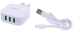 Мережевий зарядний пристрій LDNio 3 USB Ports Home charger + Micro USB Cable White (DL-AC70 / DL-AC-70) - мініатюра 3