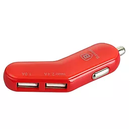 Автомобильное зарядное устройство Baseus 2USB Car charger 2.4A Red (flyest series) - миниатюра 3