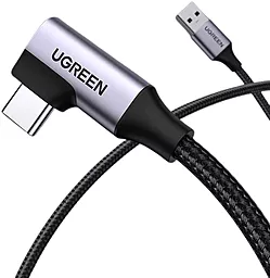 Кабель USB Ugreen US385 90-degree 60w 3a USB Type-C Black cable black - миниатюра 2