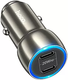 Автомобильное зарядное устройство Hoco Z48 40W PD 2xUSB-C + USB-C-Lightning Cable Metal gray - миниатюра 5