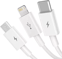 USB Кабель Baseus Superior 3.5A 1.5M 3-in-1 USB to Type-C/Lightning/micro USB Cable white (CAMLTYS-02) - мініатюра 2