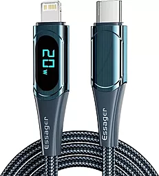 USB PD Кабель Essager LED Digital Display 20w 3a 2m Type-C - Lightning cable blue (EXCTL-YDA03)