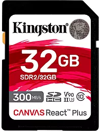 Карта памяти Kingston 32 GB SDHC Class 10 UHS-II U3 Canvas React Plus SDR2/32GB
