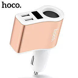 Автомобильное зарядное устройство Hoco 2 USB Car charger 2.1А+LCD White (Z10)