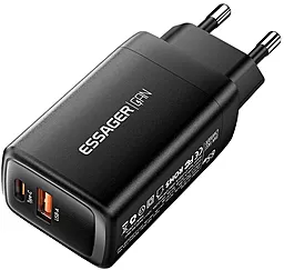 Сетевое зарядное устройство Essager Ruiy 65w GaN USB-C/USB-A ports home charger black (ECTAC-RYB01-Z) - миниатюра 3