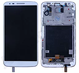 Дисплей LG G2 (D800, D801, D802, D802TR, D803, F320K, F320L, F320S, LS980) (34 pin) с тачскрином и рамкой, оригинал, White