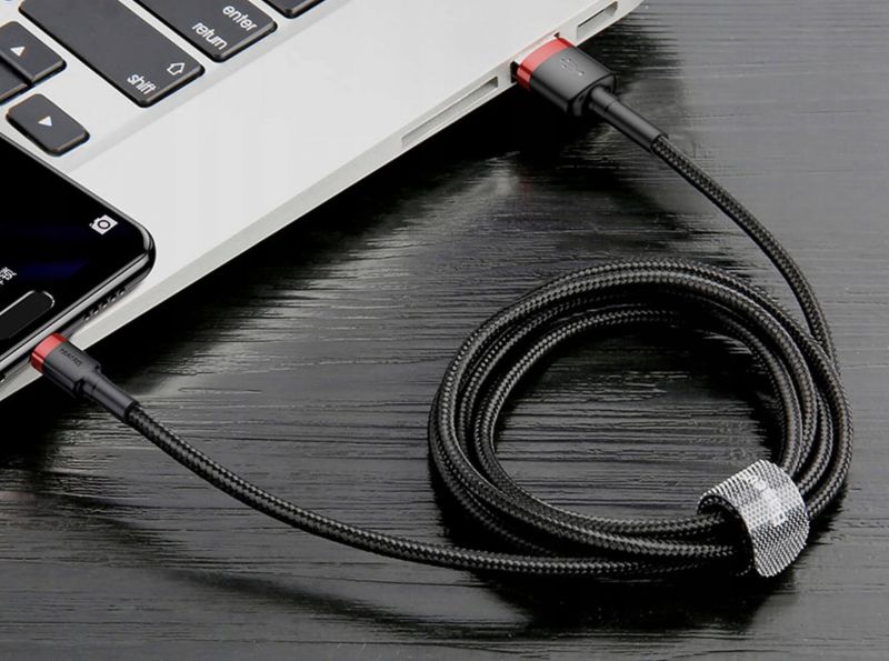 Кабель USB Baseus Сafule Cable USB For Type-C 3A 2M Red/Black (CATKLF-C91) / изоборажение №1