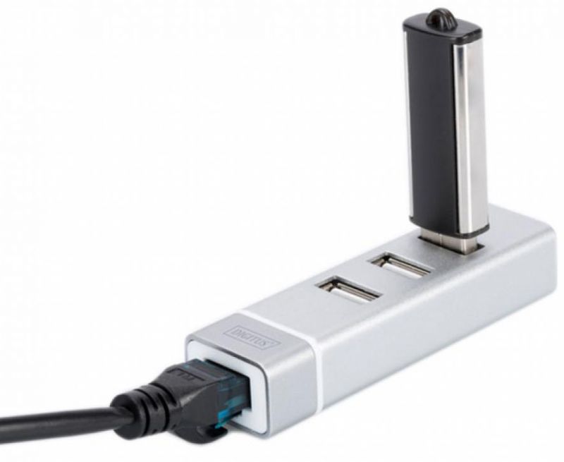 Концентратор USB со встроенным сетевым разъемом Digitus USB Type-C, 3xUSB+Fast Ethernet Silver (DA-70253) / изоборажение №4