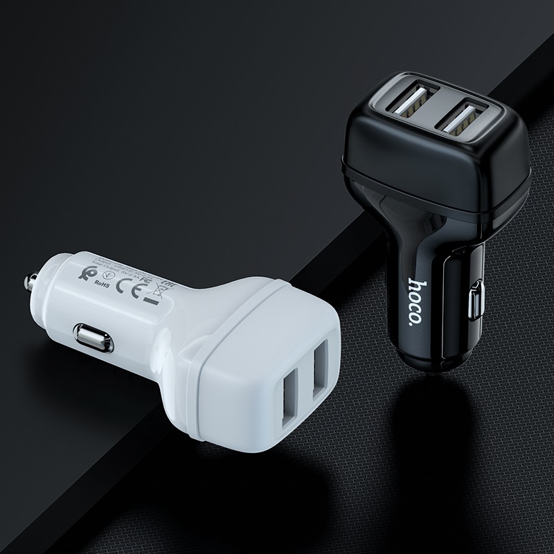 Автомобильное зарядное устройство Hoco Z36 Leader 2USB 2.4A + USB Type-C Cable Black / изоборажение №1
