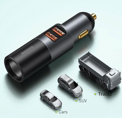 Автомобильное зарядное устройство с поддержкой быстрой зарядки Baseus Share Together Fast Charge + Cigarette Lighter USB/Type-C 120W Gray (CCBT-C0G) / изоборажение №1